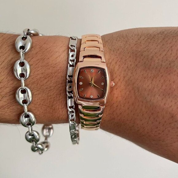 Other - 2000s vintage style square rust red stainless steel quartz oruss luxury watch